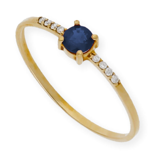 Anillo Chiara en Oro 18K con Zafiro y Diamantes