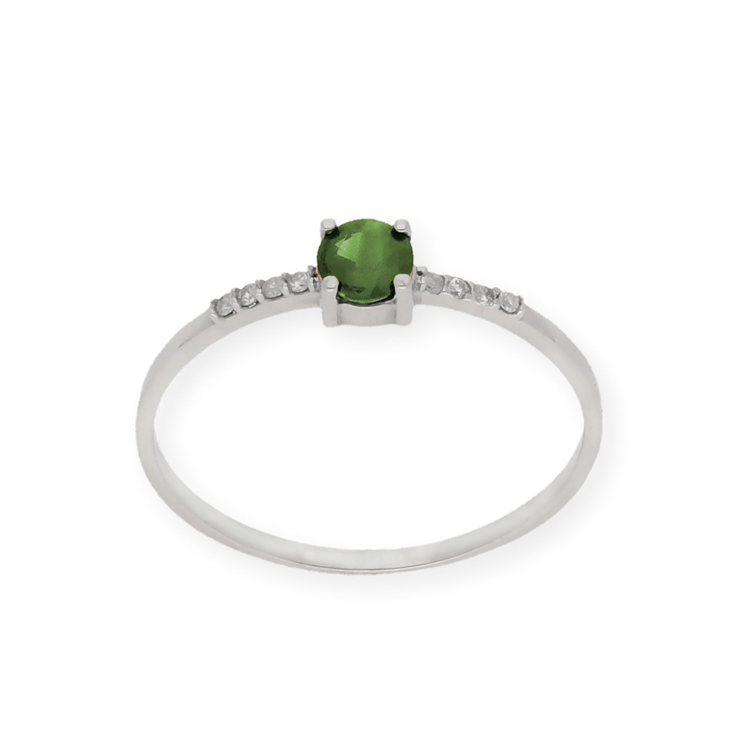 Anillo Chiara en Oro Blanco 18K con Esmeralda y Diamantes