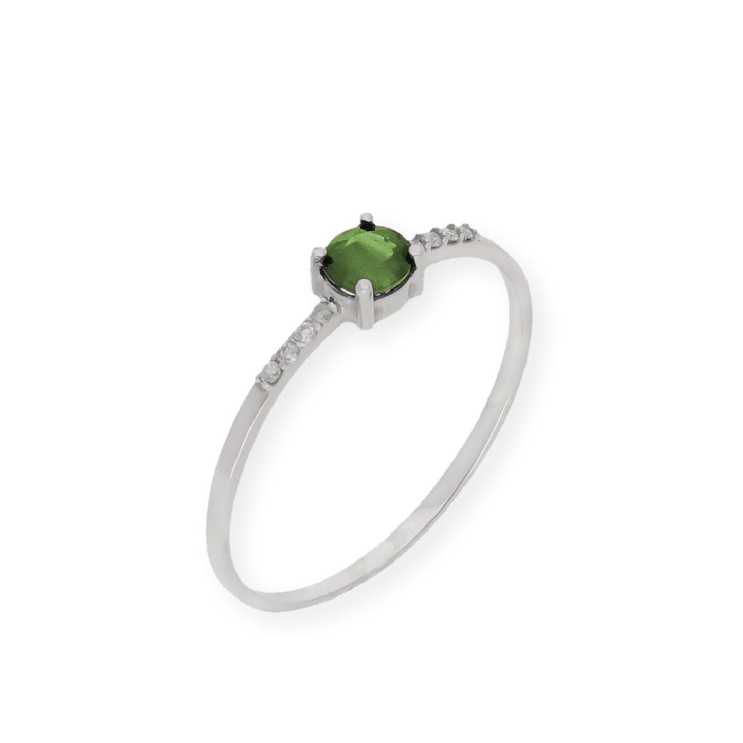 Anillo Chiara en Oro Blanco 18K con Esmeralda y Diamantes