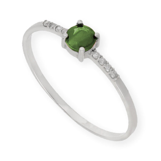 Anillo Chiara en Oro Blanco 18K con Esmeralda y Diamantes