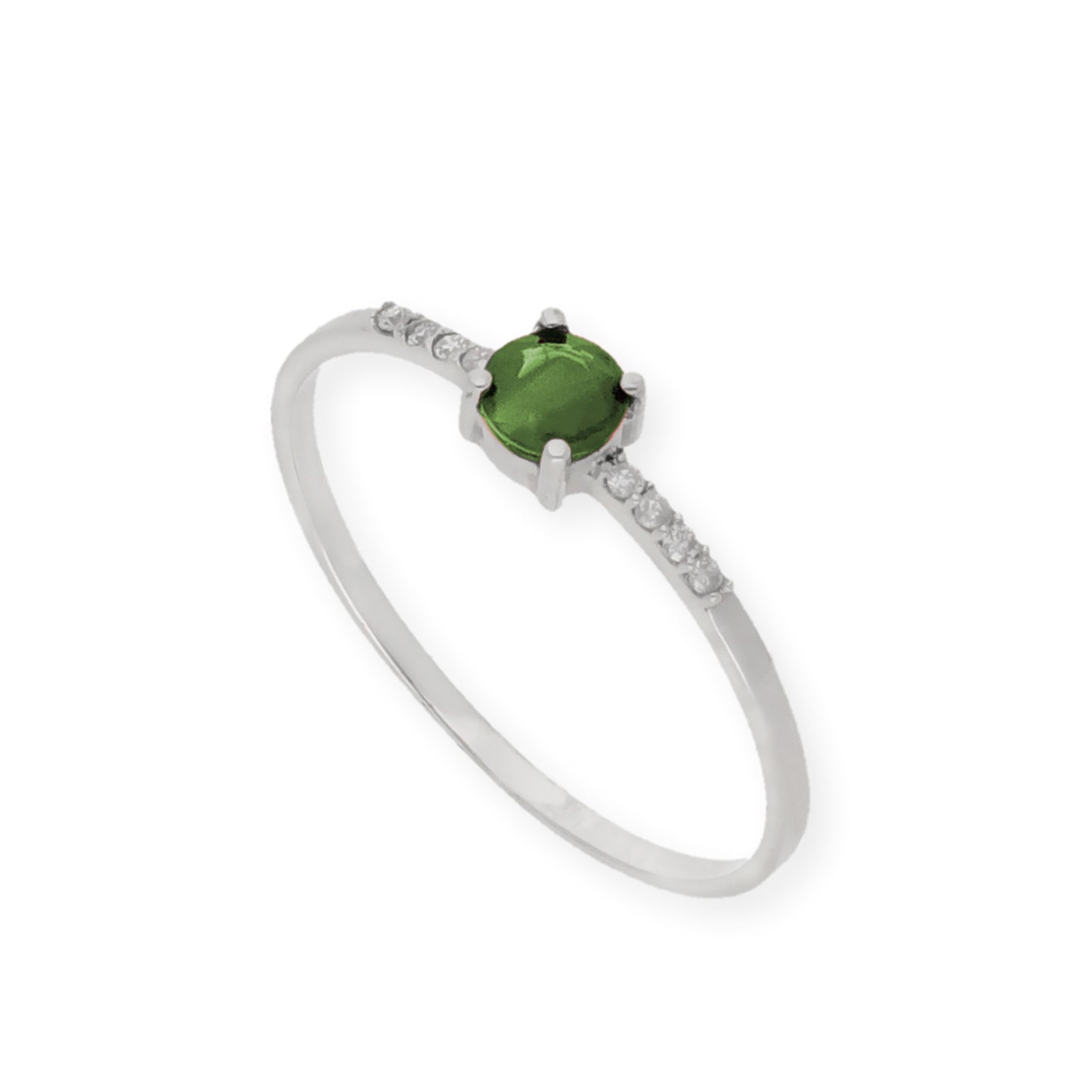 Anillo Chiara en Oro Blanco 18K con Esmeralda y Diamantes