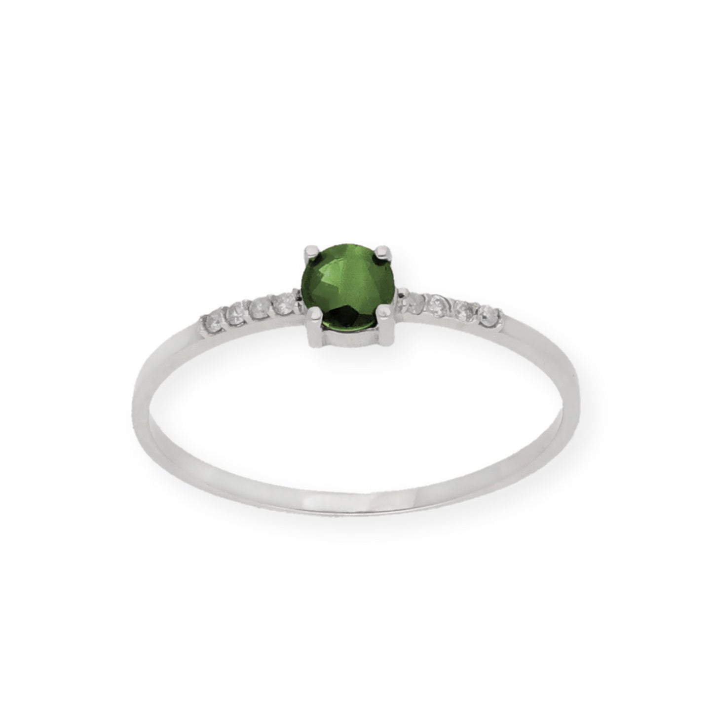 Anillo Chiara en Oro Blanco 18K con Esmeralda y Diamantes