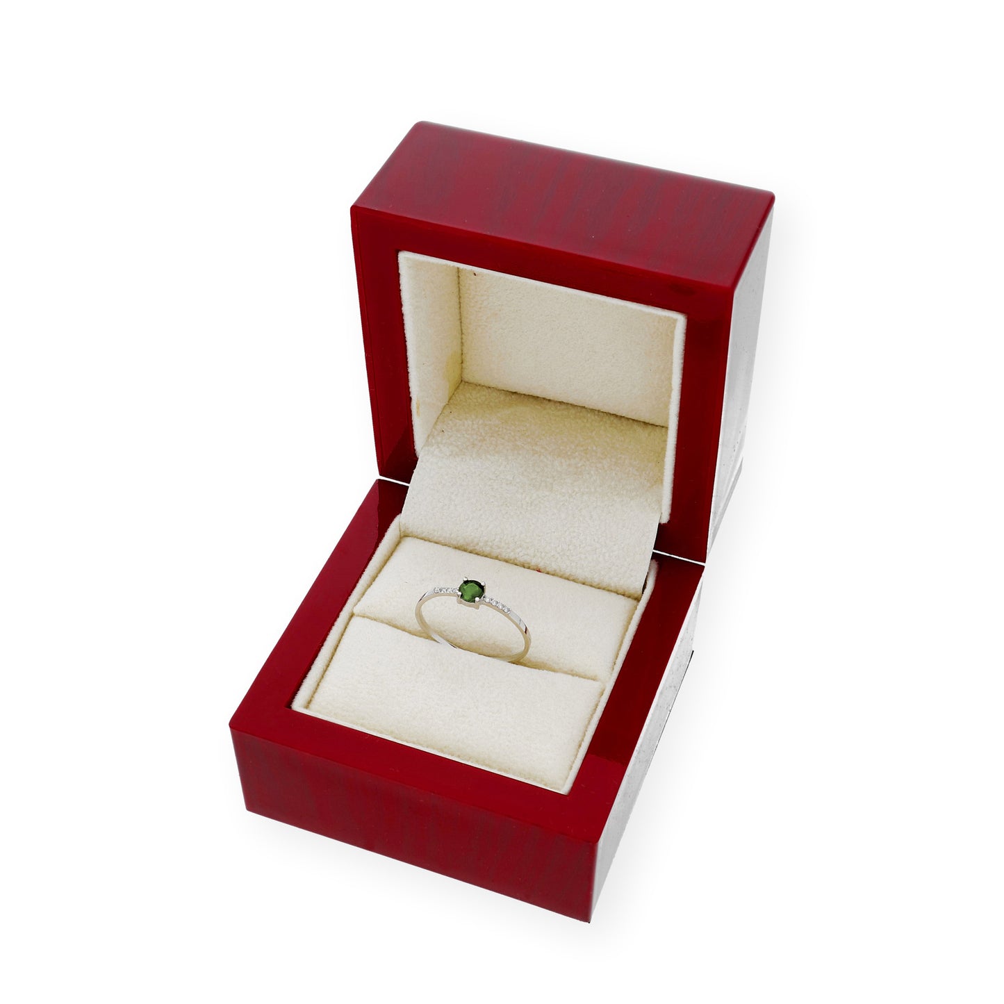 Anillo Chiara en Oro Blanco 18K con Esmeralda y Diamantes