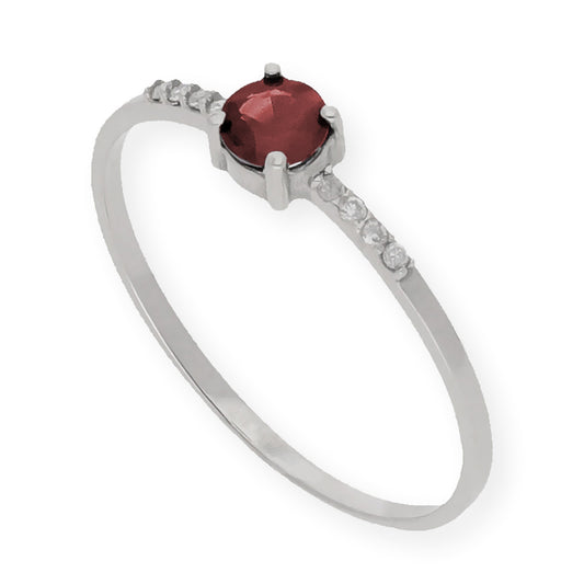 Anillo Chiara en Oro Blanco 18K con Rubí y Diamantes