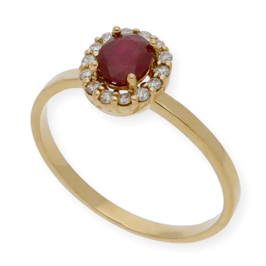 Anillo Lady Oro 18 k con Diamantes y Rubí