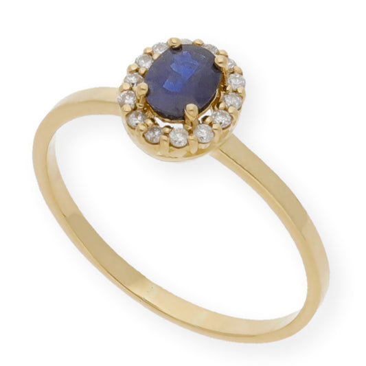 Anillo Lady Oro 18 k con Diamantes y Zafiro