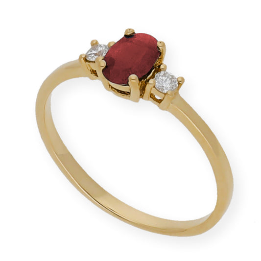 Anillo Mia Oro 18 k con Diamantes y Rubí