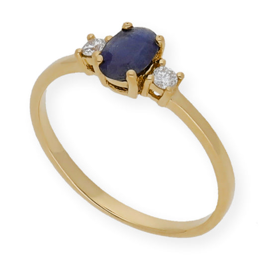 Anillo Mia Oro 18k con Diamantes y Zafiro