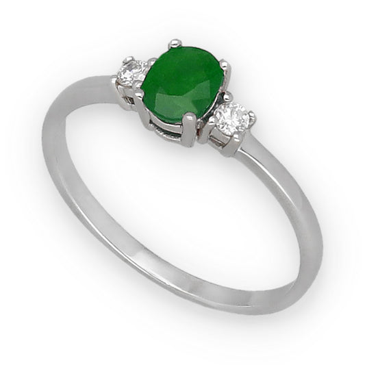 Anillo Mia en Oro 18K con Diamantes y Esmeralda