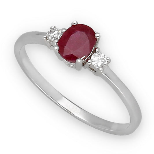 Anillo Mia en Oro 18 k con Diamantes y Rubí