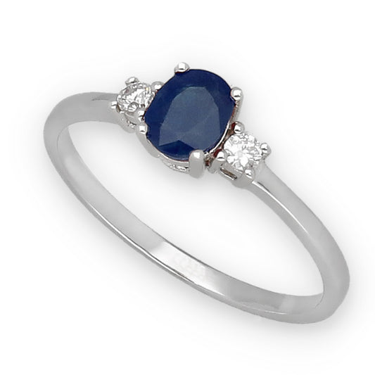 Anillo Mia en Oro 18K con Diamantes y Zafiro