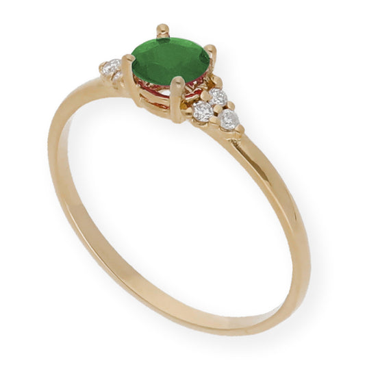 Anillo Diana Oro 18K con Esmeralda y Diamantes