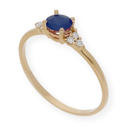 Anillo Diana Oro 18K con zafiro y tréboles de Diamantes