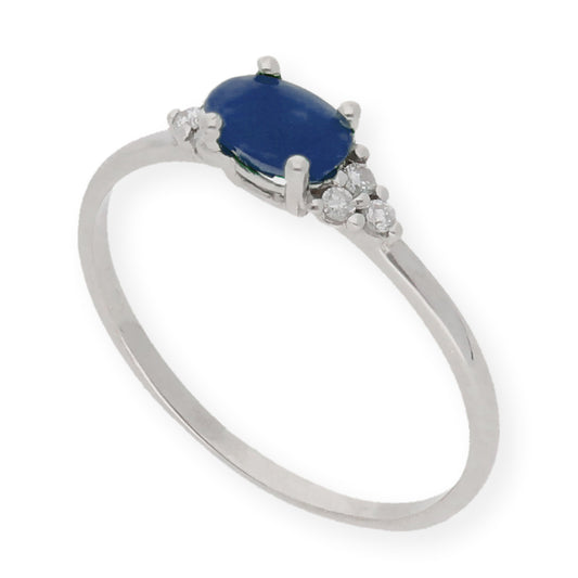 Anillo Diana Oro 18K con Zafiro y tréboles de Diamantes