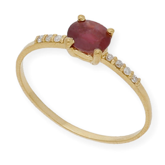 Anillo Vera Oro 18k con Diamantes y Rubí