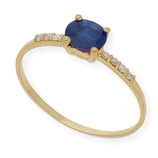 Anillo Vera Oro 18k con Diamantes y Zafiro