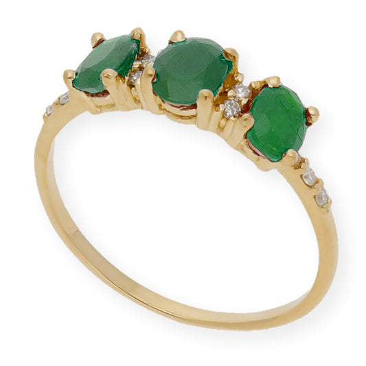 Anillo Danna en Oro 18 k con Diamantes y Esmeraldas
