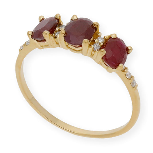 Anillo Danna en Oro 18k con Diamantes y Rubíes