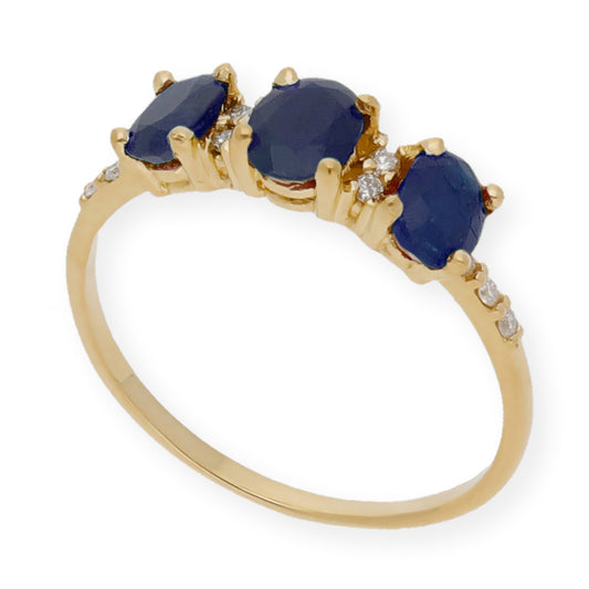 Anillo Danna en Oro 18k con Diamantes y Zafiros