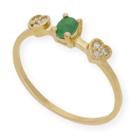 Anillo Elsa 18K con Esmeralda y Diamantes