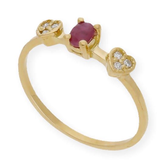 Anillo Elsa Oro 18K con Rubí y Diamantes