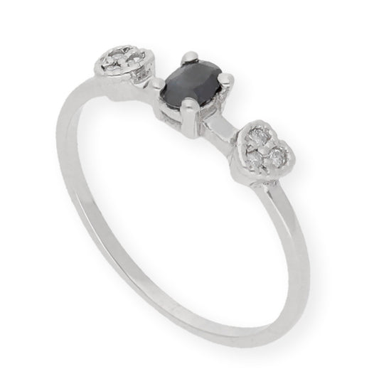 Anillo Elsa Oro Blanco18K con Zafiro y Diamantes