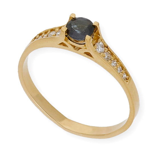 Anillo Camila Oro 18K con Diamantes y Zafiro