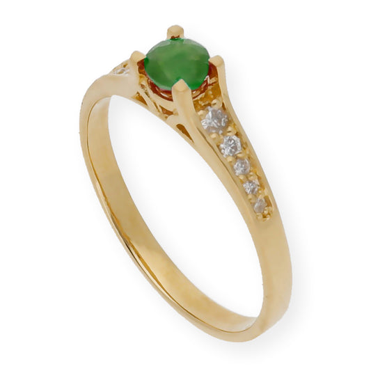 Anillo Camila Oro 18 K con Diamantes y Esmeralda