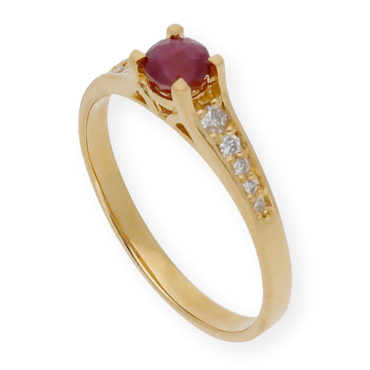 Anillo Camila Oro 18K con Diamantes y Rubí