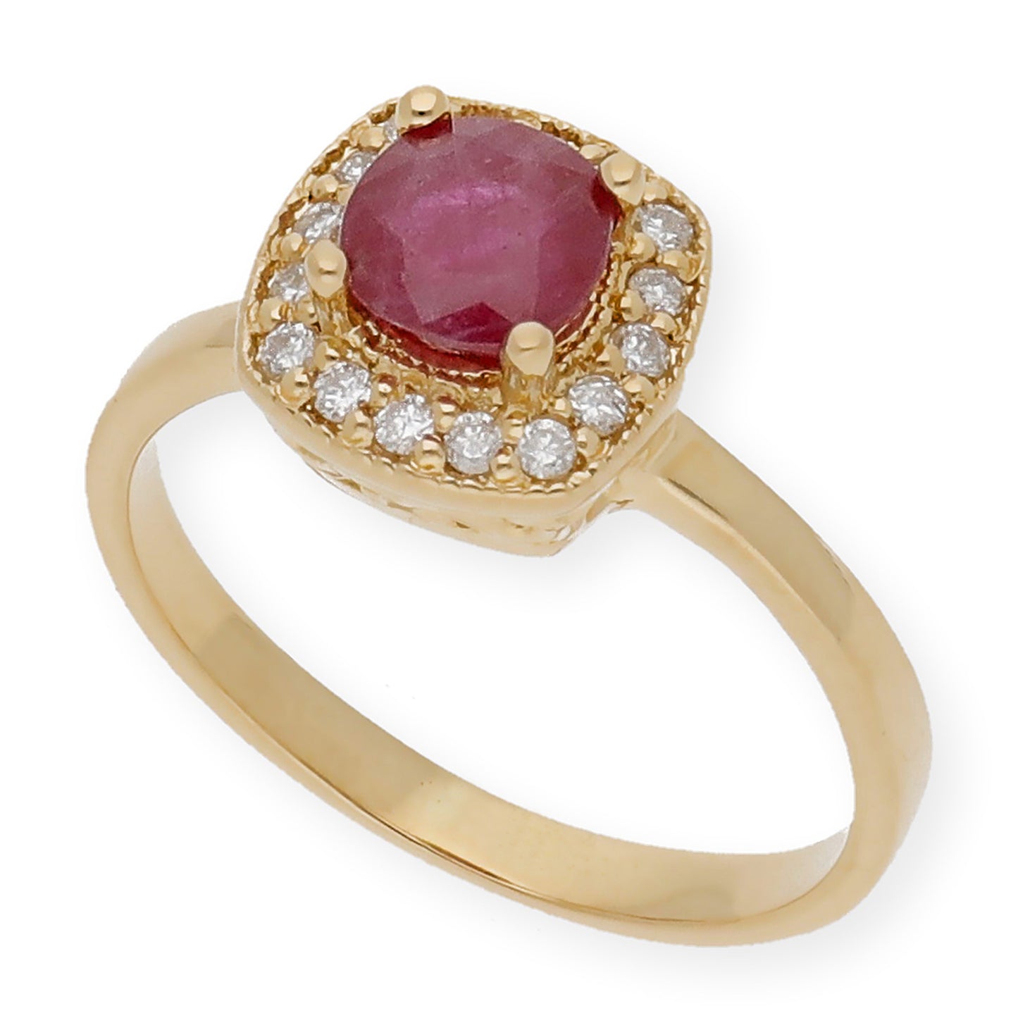 Anillo Isabella Oro 18K con Rubí y Orla de Diamantes
