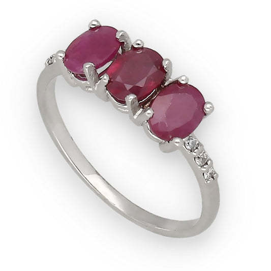 Anillo Lumina en Oro Blanco 18K con Rubíes y Diamantes