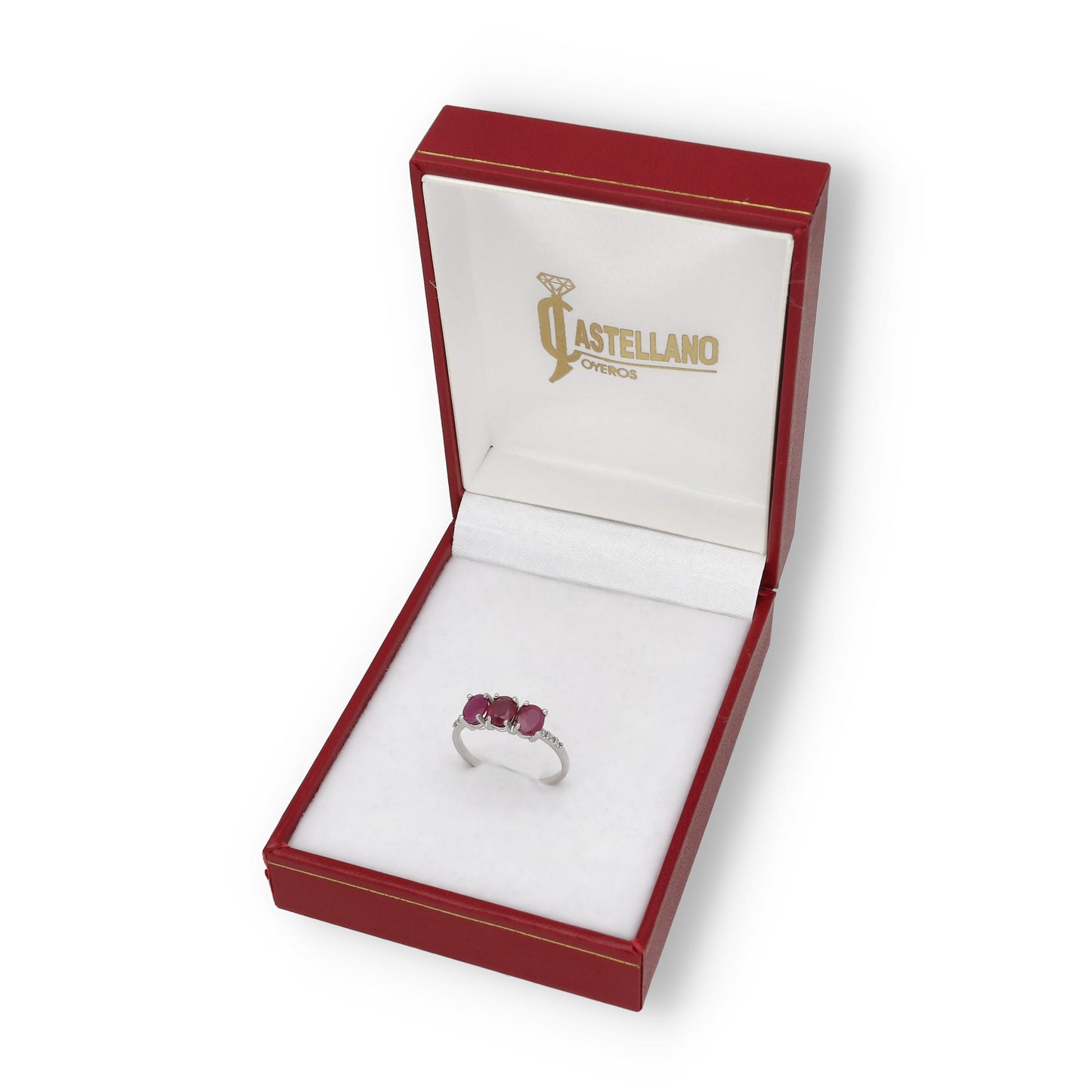Anillo Lumina en Oro Blanco 18K con Rubíes y Diamantes