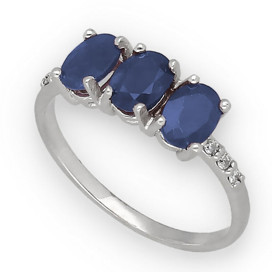 Anillo Lumina en Oro Blanco 18K con Zafiros y Diamantes