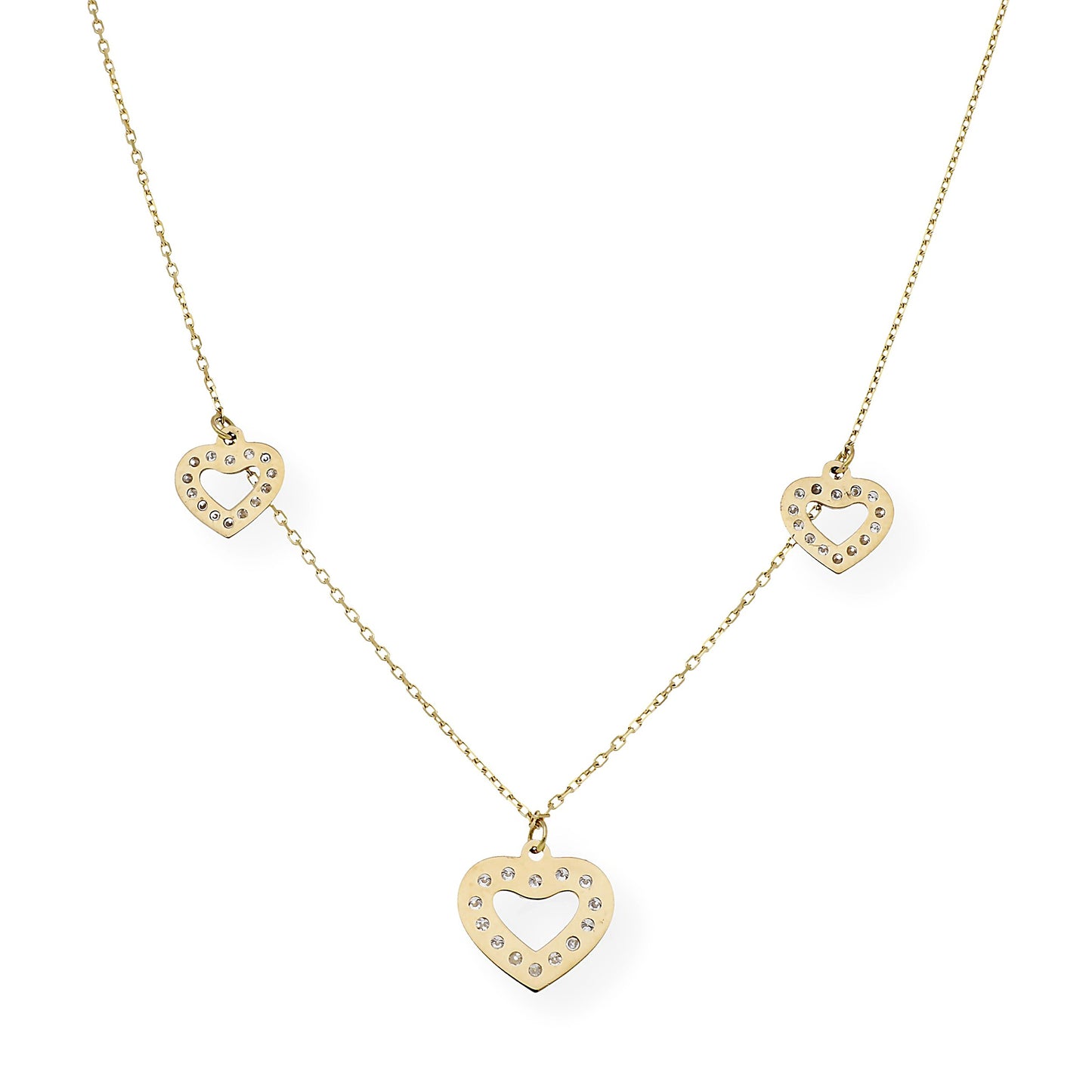 Collar con Colgantes de Corazón en Oro y Diamante