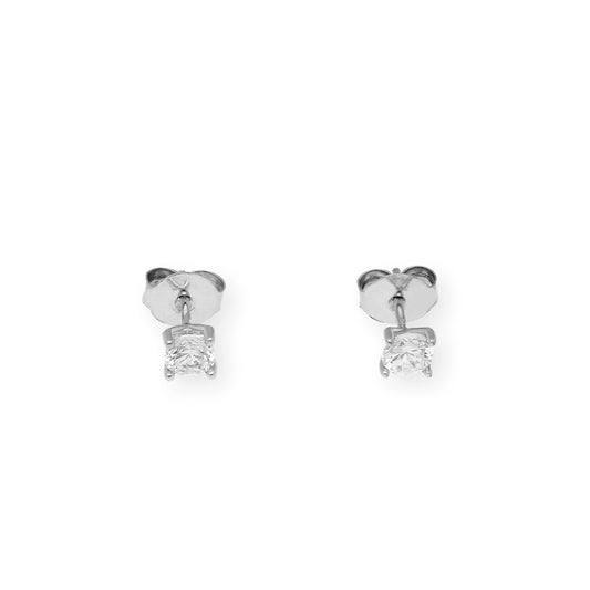 Pendientes de Compromiso con Diamantes Certificados y Oro Blanco 18k 4 Garras
