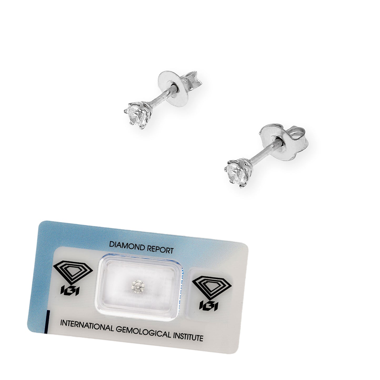 Pendientes de Compromiso con Diamantes Certificados y Oro Blanco 18k 6 Garras