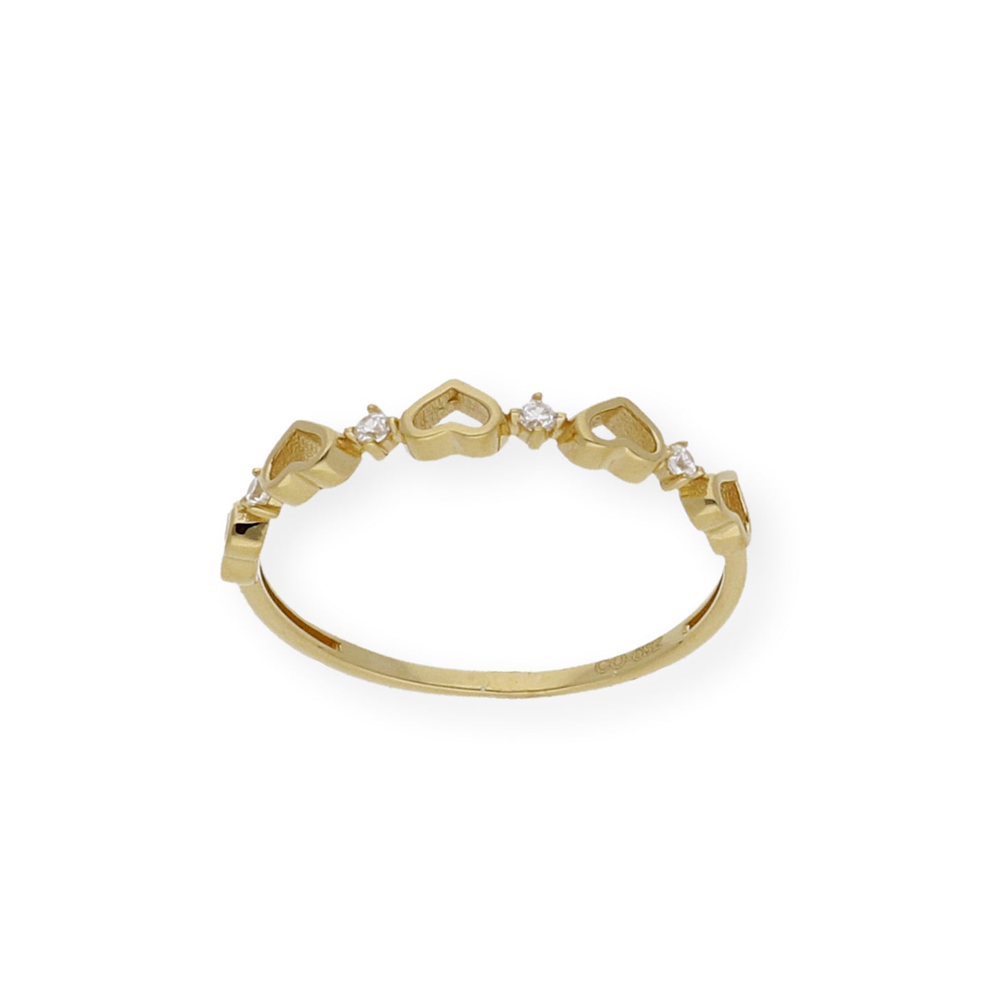 Anillo Corazones Calados en Oro 18k y Circonitas
