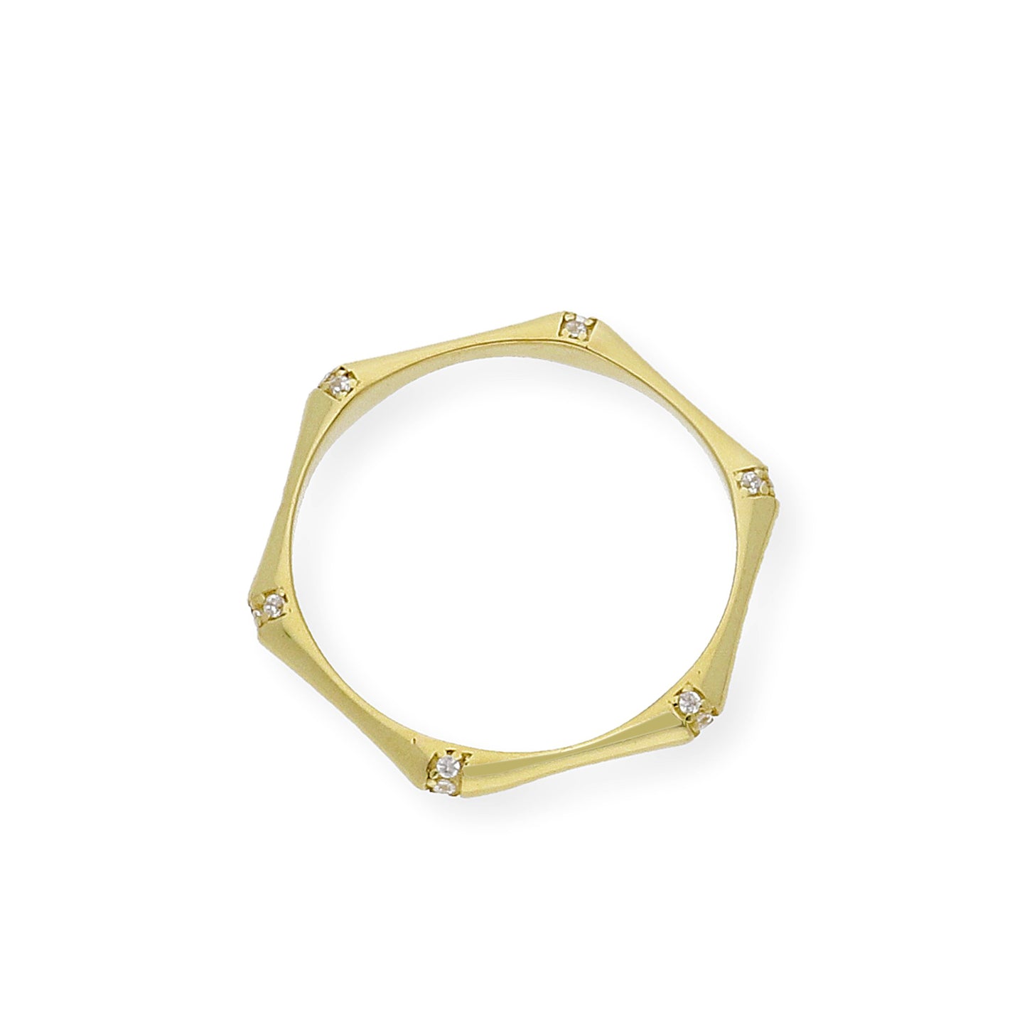 Anillo Hexágono en Oro 18k y Circonitas
