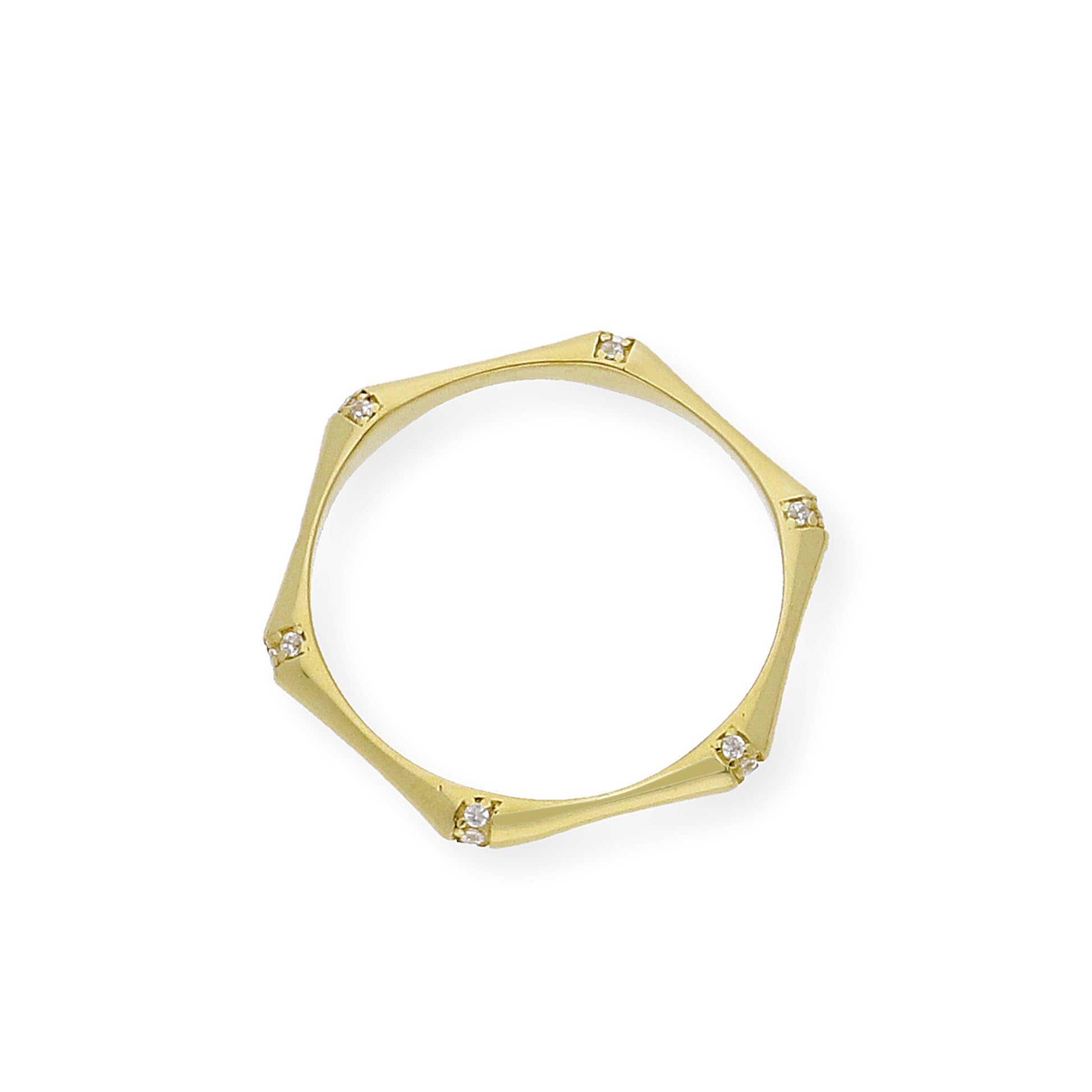 Anillo Hexágono en Oro 18k y Circonitas