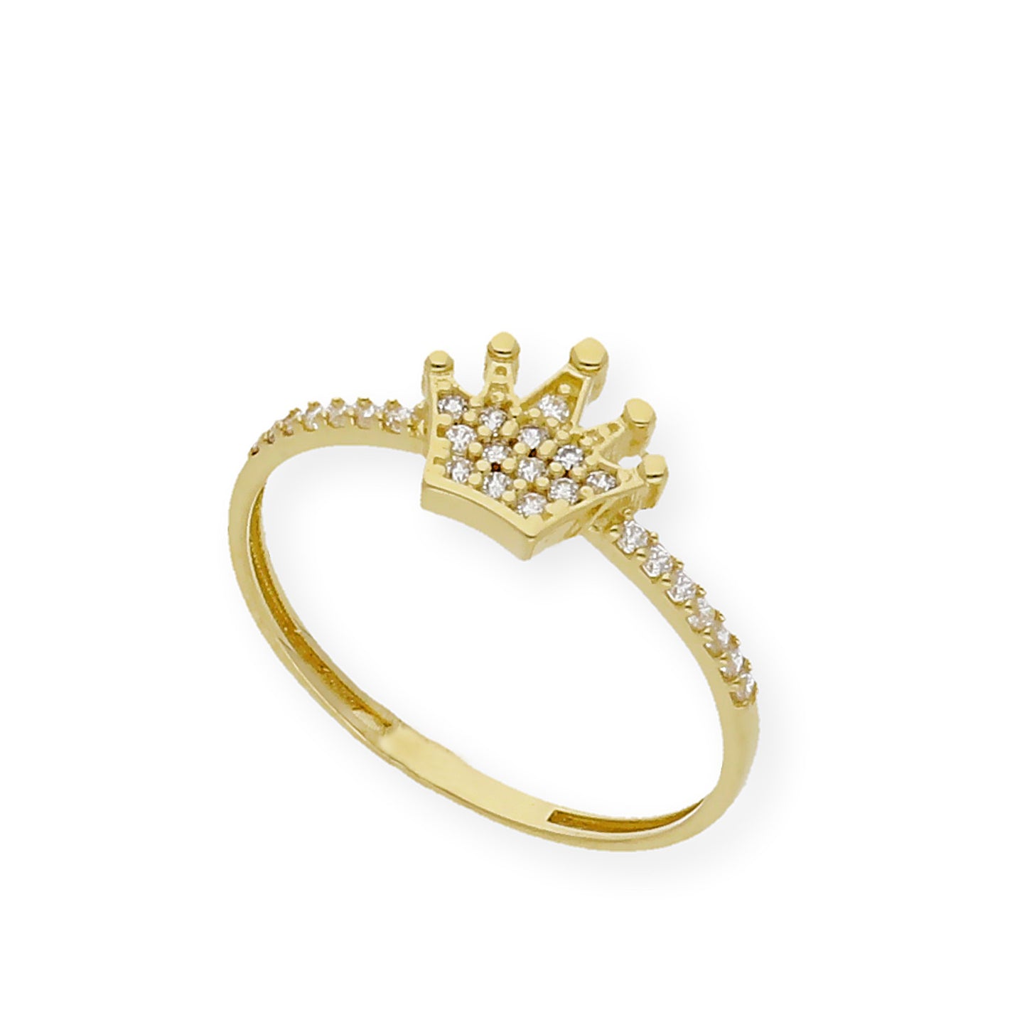 Anillo Corona en Oro 18k y Circonitas