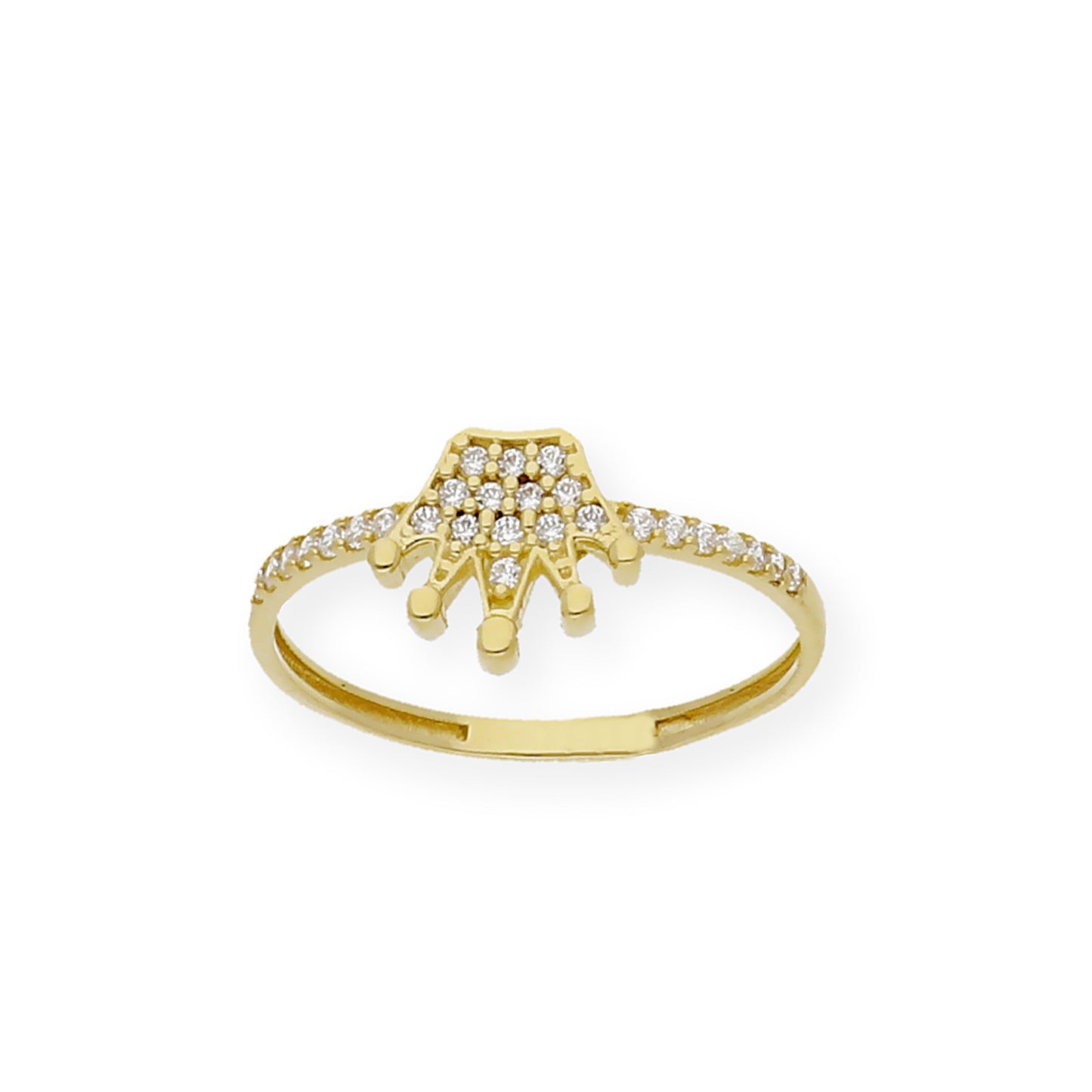 Anillo Corona en Oro 18k y Circonitas