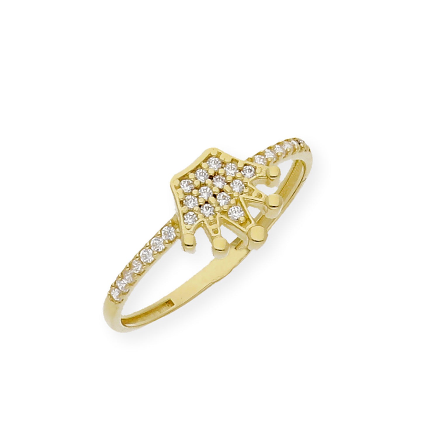 Anillo Corona en Oro 18k y Circonitas