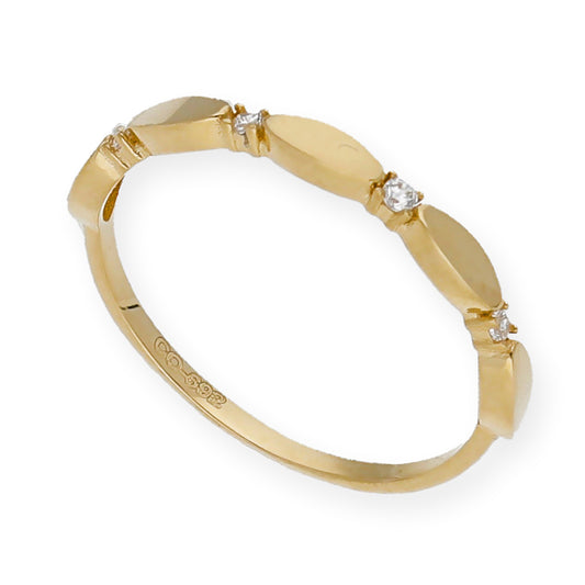Anillo Óvalo en Oro de ley 18k y Circonitas