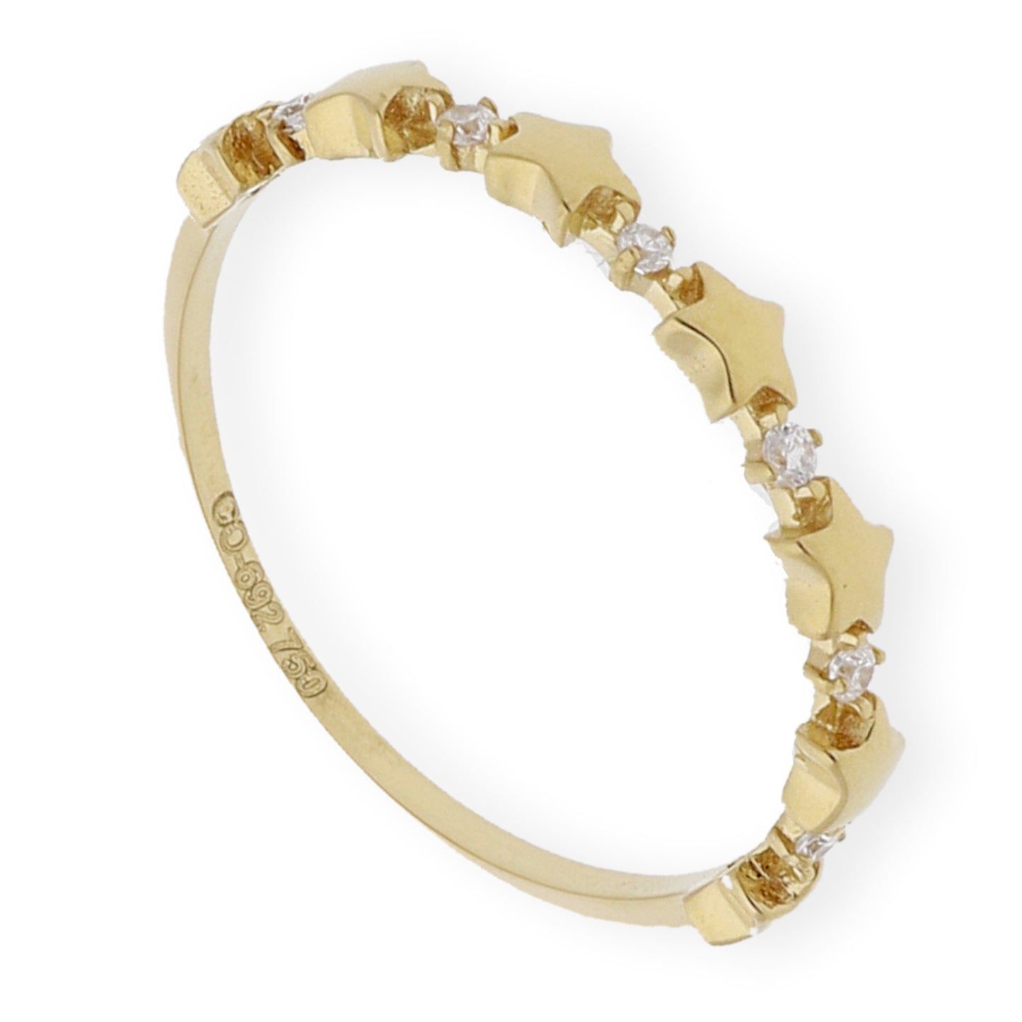 Anillo Lía diseño Estrellas en Oro 18k y circonitas