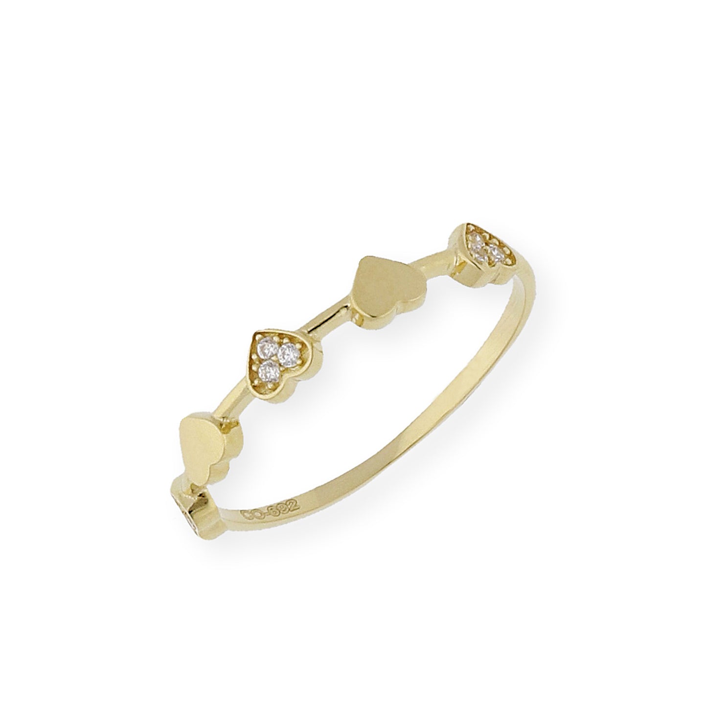 Anillo Corazón de Ópalo en Oro 18k y Circonitas