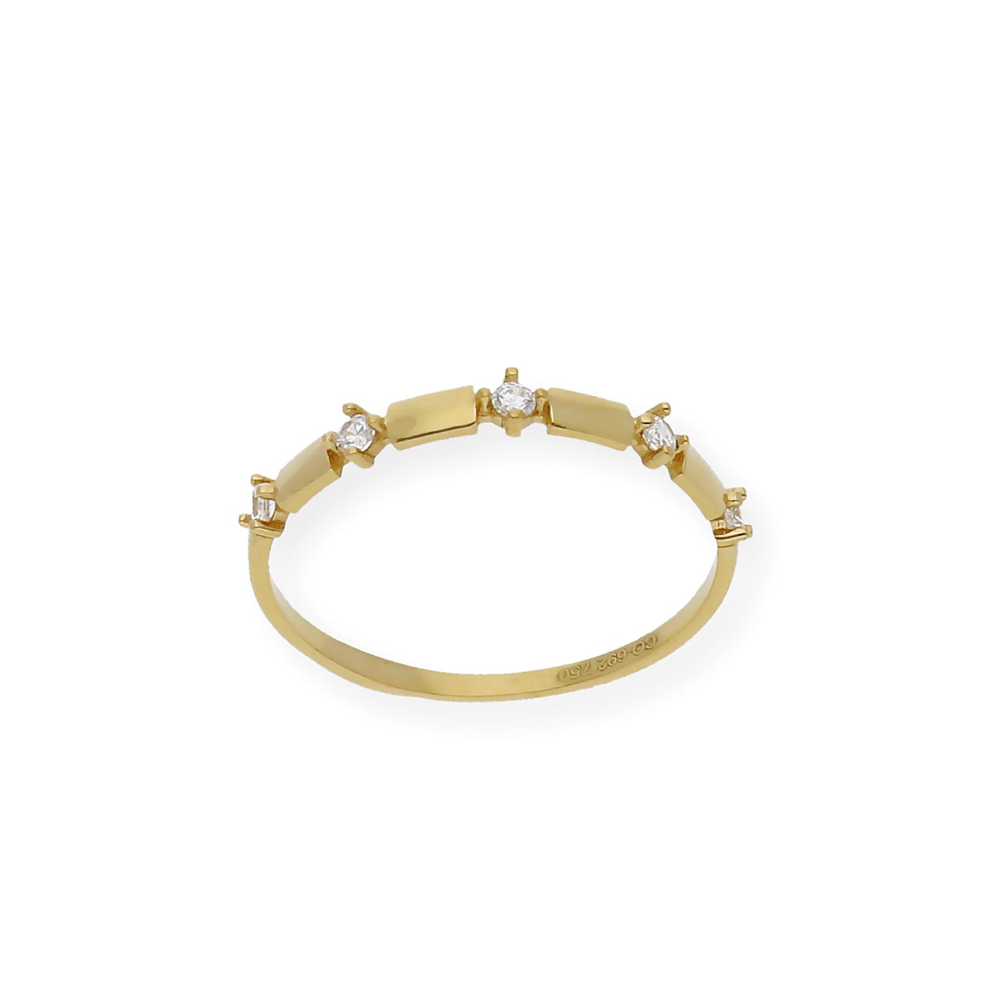 Anillo Catalina Media Alianza den Oro 18k y Circonitas en Garra
