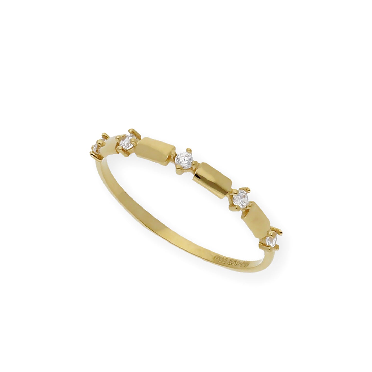 Anillo Catalina Media Alianza den Oro 18k y Circonitas en Garra