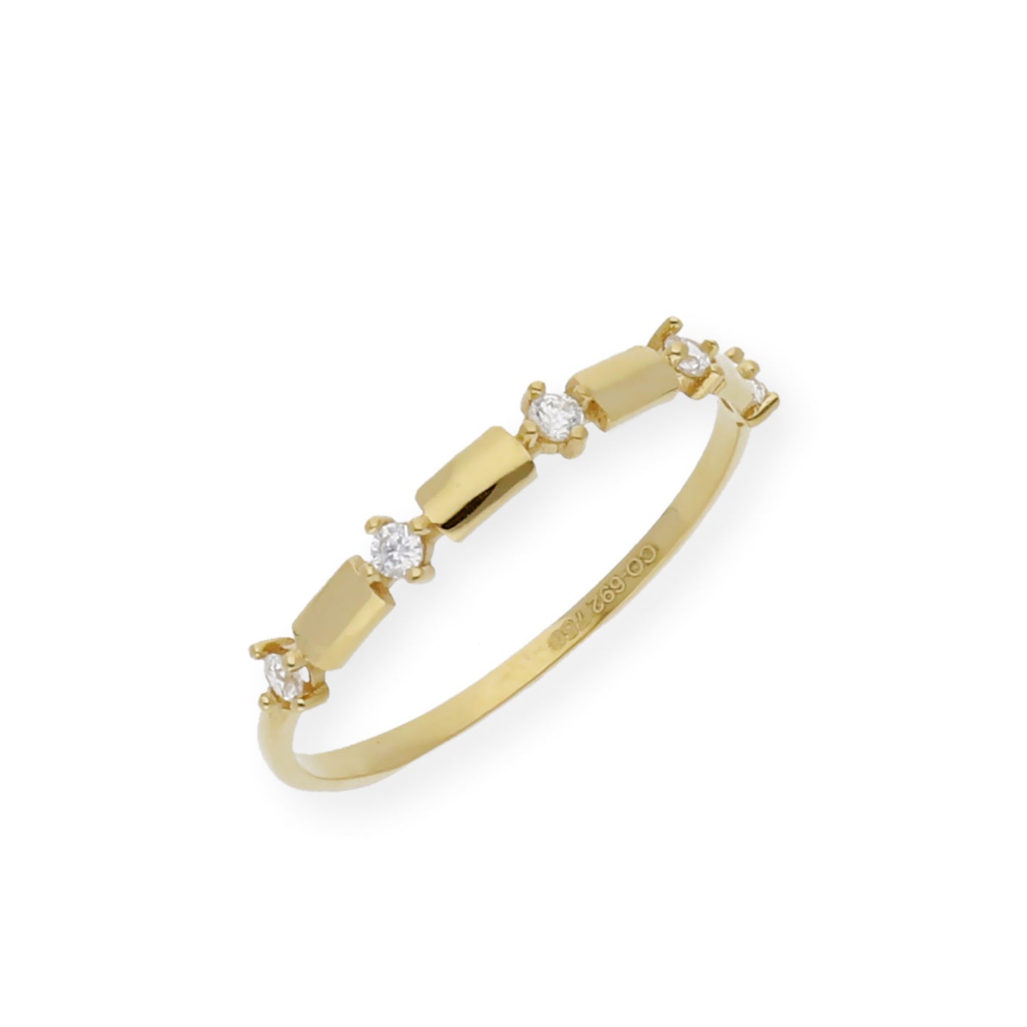 Anillo Catalina Media Alianza den Oro 18k y Circonitas en Garra