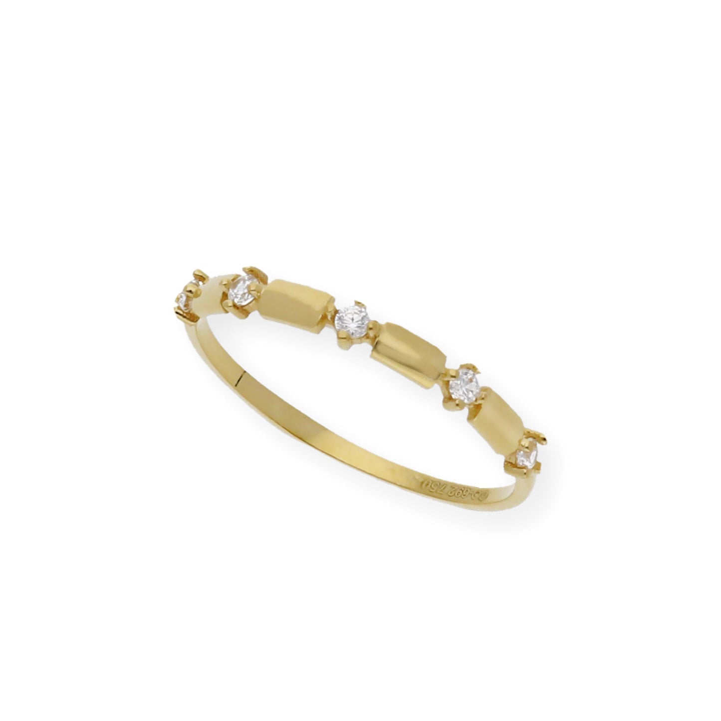 Anillo Catalina Media Alianza den Oro 18k y Circonitas en Garra