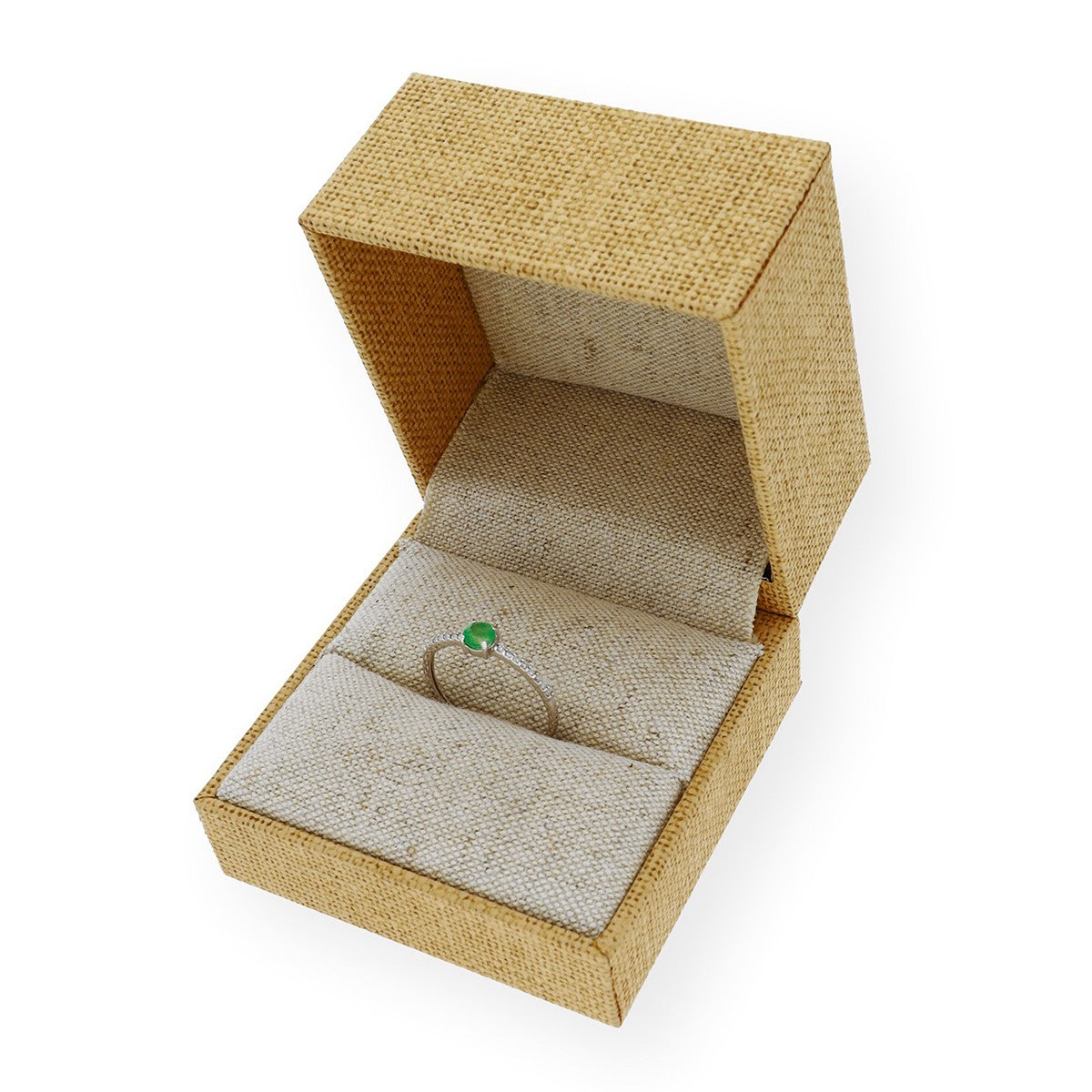 Anillo de Oro Blanco y Diamantes con Esmeraldas Modelo Cyria